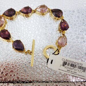 Carolee Bracelet Purple & Gold Teardrop Crystals NWT Orig $95 Perfect 17682